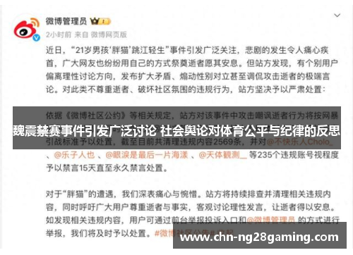 魏震禁赛事件引发广泛讨论 社会舆论对体育公平与纪律的反思
